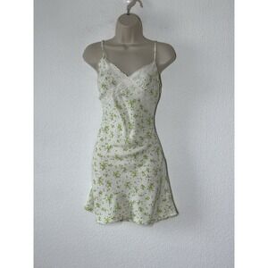 Babydoll Slip Dress Small Lace Trim Ivory Floral Fairy Y2K Coquette Dainty Twee